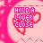 A static image of a pink and red pixelated design with repeated text 'HOLD A LINGER CLOSE' over heart shapes on a light background.