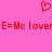 Red pixelated heart symbol above repeated red text on solid pink background.