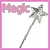 Pixelated magic wand with star tip and pink 'Magic' text on white background, bordered by solid pink frame.
