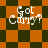 Four variations of a pixelated 'Got Carry?' text over orange and dark green checkered backgrounds with different patterns