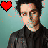 A 48x48 pixel animated contact sheet showing two frames of a buddy icon with two people and red heart symbols, one frame on light blue background and the other on dark brown background.
