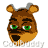 A 4x3 contact sheet of a pixelated bear mascot animation with green eyes and brown fur, showing 12 distinct facial expressions across sampled frames.