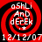 Red and black spiral pattern with white text 'oShLi AnD dErEk' in the center, overlaid by a date string '12/12/07' at the bottom.