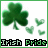 Green four-leaf clover with small green hearts and 'Irish Pride' text on white background.
