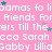 Pink background with repeating white text and small blue/purple stars, static image.