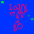 Red text and green stars on blue background with gray rectangle in bottom-right corner.