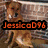 A four- displays dog images with overlaid text: 'JessicaD96' in orange, 'LOVES' in pink, 'Dogs!!!' in yellow, and a gray