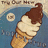 Pixelated image of a chocolate-topped ice cream cone on blue background with pink text reading "You cant buy happiness... but you car Which is buy icecrear kinda the same thing!".