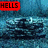Pixelated image with red text banners reading 'HELLS' and 'PARADE' over a blue-toned background and a partially visible face.