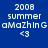 A static digital image displays a of six identical pixelated text blocks on blue backgrounds, each containing '2008', 'summer', 'aMaZinG', and '<3' with varying cyan highlight placements