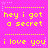 A static image with a bright pink background displays yellow pixelated text arranged in repeating , separated by dotted lines and small white stars
