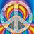 Pixelated rainbow arches frame a central peace symbol with red text reading 'ashley <3' on the right side.