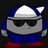 Pixelated character in blue outfit with white helmet and red shoes stands against dark background, green text reads 'Dont cross me you tricky little' on right
