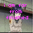 Pixelated anime-style character with dark blue hair and light-colored clothing, overlaid with pink text across four