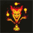 A 48x48 pixel animated buddy icon featuring a fiery, cartoonish character with red horns and yellow flames against a black background on the left side of a contact sheet; green text reading "Original Icons .com" appears on the right side of the same image.