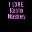 Four identical pixelated text display 'I LOVE Kayla Massey' with varying blue horizontal bars over the text on a black background