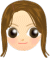 Pixelated cartoon face with brown hair, two expressions: open eyes and closed eyes.