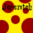 Yellow background with red circles and black text reading 'Jeremiah' in pixelated font.