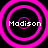 Four identical circular icons with pink concentric rings and white text reading "Madison" on black backgrounds.