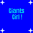 Blue background with white star shapes and four instances of cyan text reading 'Giants Girl!' in a
