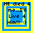 Four identical pixelated frames with blue and yellow borders display text reading "HE died 4 me...I'll Live 4 Him!!! :)" in black font.
