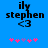Blue background with black text 'ily stephen <3' and five pink/purple star-like symbols below, showing two animation states.