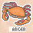 Pixelated crab icon with orange body and red limbs, labeled 'CANCER' in white text on beige background.