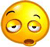 Yellow circular face with closed eyes and open mouth; left eye winks while right eye remains open, then both eyes close into empty oval shapes.