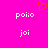 A bright pink background features a red pixelated heart above two of white text reading 'poiiio' and 'joi'