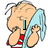 Pixelated cartoon character with light brown skin, blue wings, and red-and-white striped shorts covers face with hands while text changes from 'I' to 'Love My Blankie'.