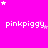 Bright pink background with white pixelated text 'pinkpiggy' repeated in , scattered small stars of varying sizes and shades of pink