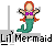 Pixel art mermaid icon with red hair, purple top, green tail, and "Lil Mermaid" text below on gray background.