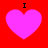 Four identical pink hearts on red background with black 'I' above each heart.