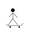 Black stick figure performing skateboard tricks on white background with black platform elements.