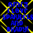 Blue text reading "OMG I LOVE SPARKELS AND BRADY!" appears over a black background with yellow crisscross lines, repeated in four identical quadrants.