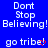 Blue background with white pixelated text reading "Dont Stop Believing!" and "go tribe" in two , each containing a red heart symbol replacing the letter 'e' in 'tribe'