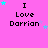 Pink background with repeated text "I Love Darrian" and scattered stars in cyan, purple, and light blue.