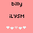 Pixelated text and heart symbols on a solid pink background with two distinct animation states.