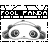 Pixelated cartoon face with large eyes and rounded ears, displayed in a with repeated text above and below