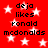 Red background with white stars and black text reading "deja likes ronald mcdonalds" in two identical vertical