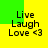 Yellow and green pixelated background with "Live Laugh Love <3" text in four identical quadrants.