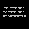 Pixelated image with German text on left and a person wearing Mickey Mouse ears on right against warm-toned background.