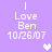 Purple background with white text reading "I Love Ben 10/26/07" and a pixelated heart symbol that changes color between frames.