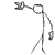 A stick figure with a hand holding a small object, shown in five sequential poses from standing to crouching.