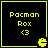 Four identical black square with yellow borders display "Pacman Rox <3" text and a Pac-Man ghost icon, arranged in a