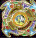 A circular animated icon with a central yellow ring, blue and green swirling patterns, red accents, and a small white figure in the center.