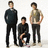 Three figures pose against a white background; a blue on the right displays 'Jonas Brothers <3' in pixelated white text