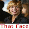 A static image shows a person with light brown hair wearing a black jacket over a white shirt, with red text reading 'That Face' at the bottom.