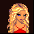 Pixel art contact sheet showing a Christmas-themed animated icon with multiple frames featuring a blonde woman in red and green attire, text fragments about Santa and Christmas, and visible animation changes across sampled frames.