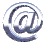 A contact sheet of 17 animated frames showing a metallic @ symbol icon in various 3D rotations and angles against a gray background.